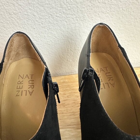 Naturalizer Black Suede & Leather Ankle Booties Size 8.5 - Picture 6 of 16